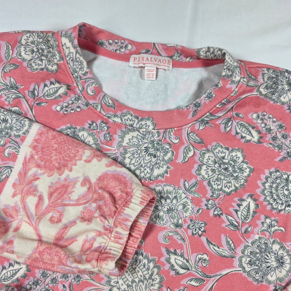 PJ Salvage Pink Floral Paisley Pajama Set Long Sleeve Top Pants Medium